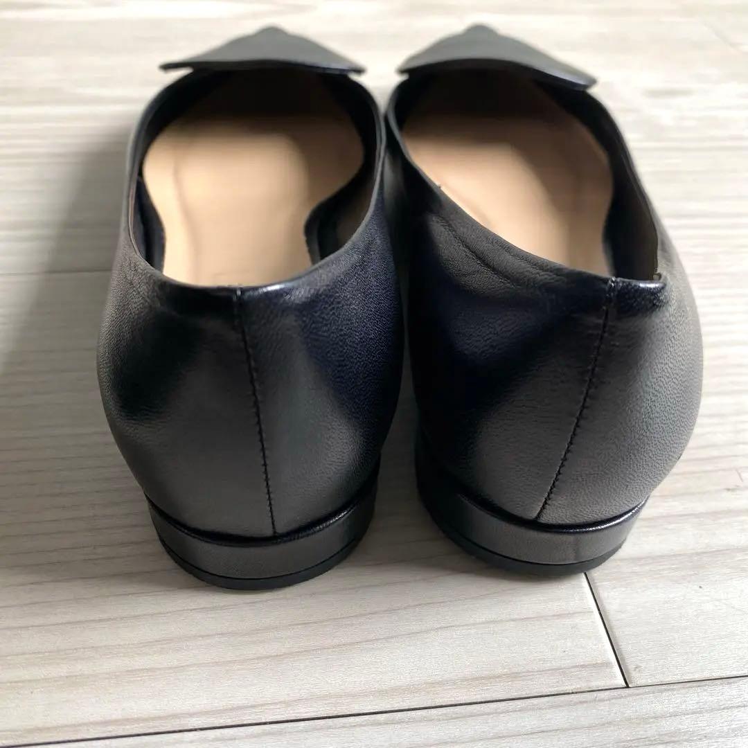 極美品ファビオルスコーニ ポインテッドトゥ フラットパンプス 24.5cm