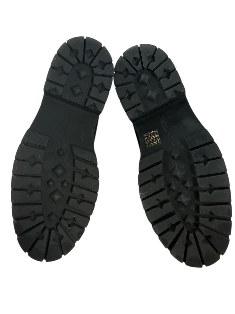 HERMES 厚底ブラックローファー　モカシン　38