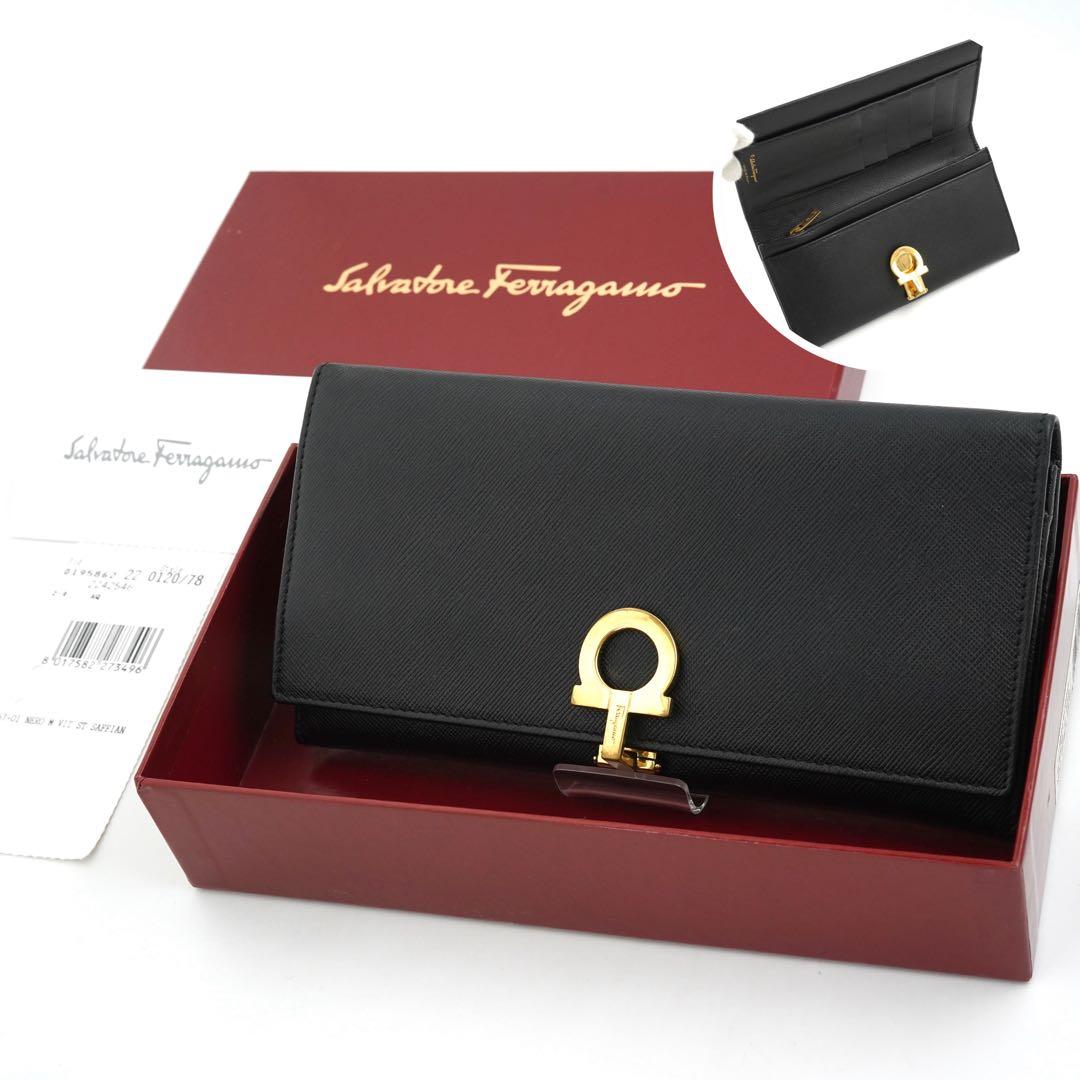 ✨未使用展示品・箱付き✨　Ferragamo 長財布　ガンチーニクロジャー　黒色