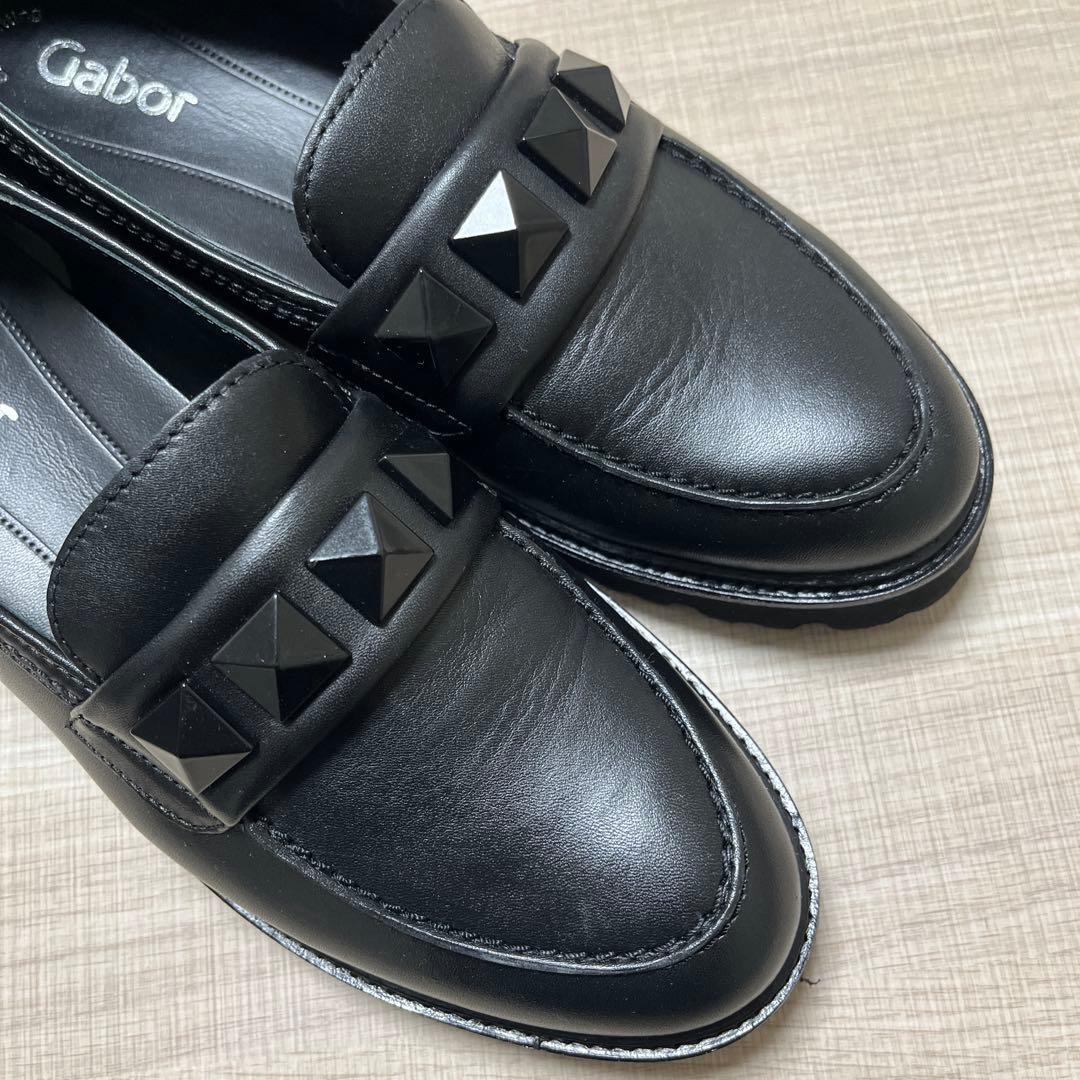 はっさく　Gabor ブラック スタッズ付きローファー箱付き