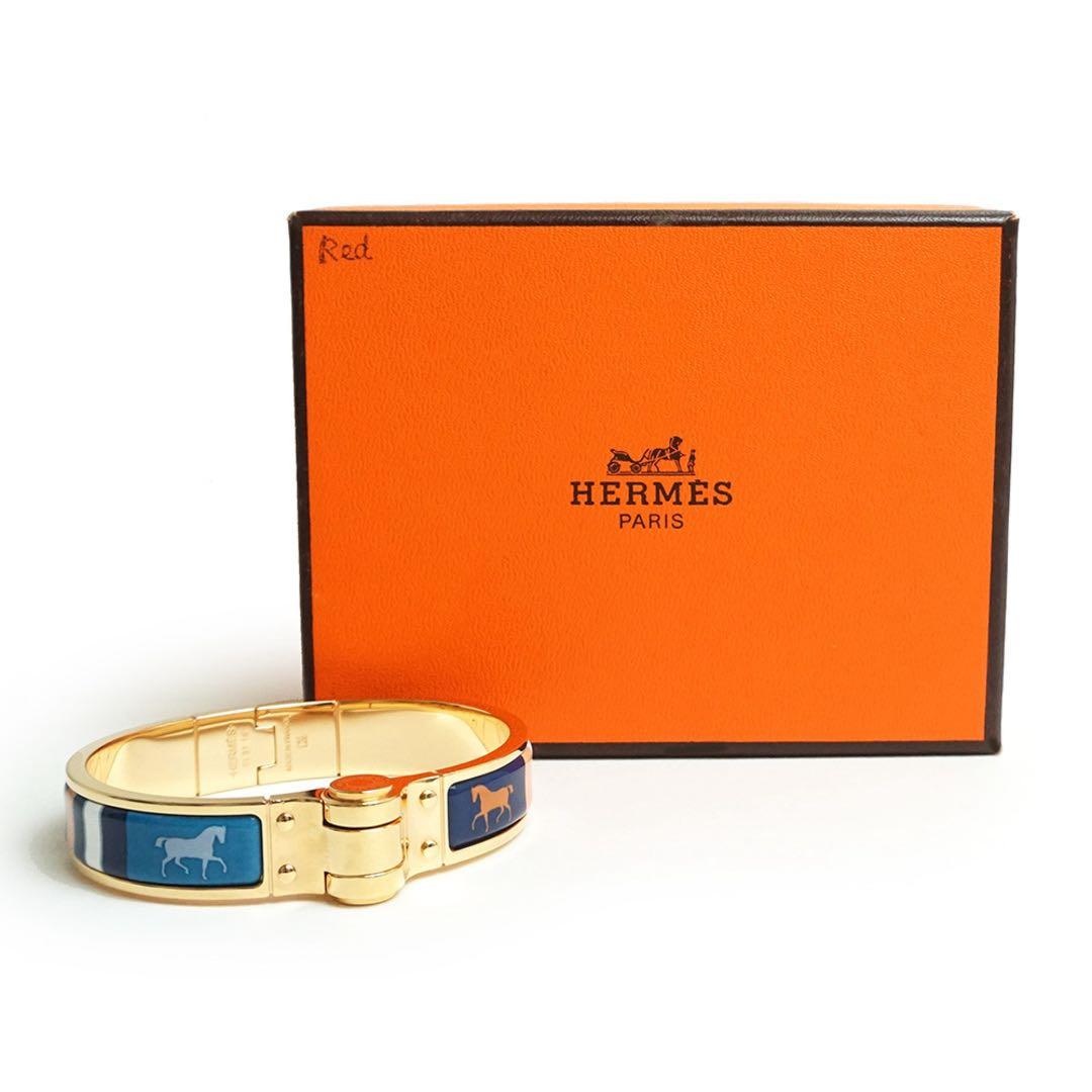 HERMES(エルメス) シャルニエール バングル ブレスレット ゴールドブルー