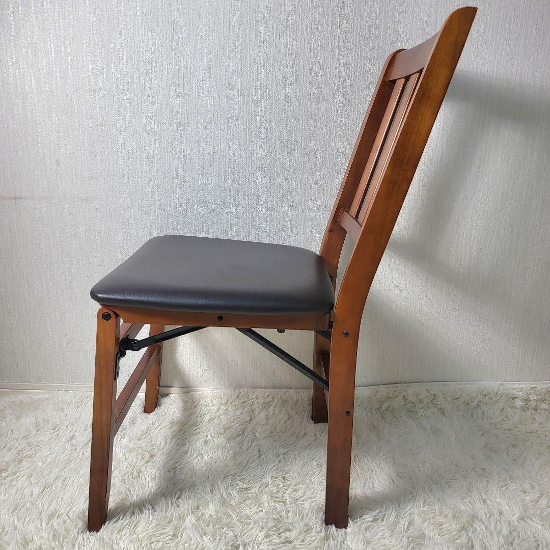 【美品】 木製ダイニングチェア 折りたたみ式 収納 3脚セット 天然木