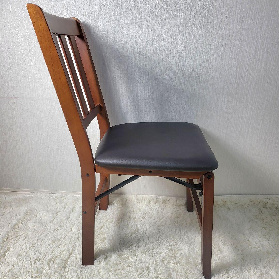 【美品】 木製ダイニングチェア 折りたたみ式 収納 3脚セット 天然木