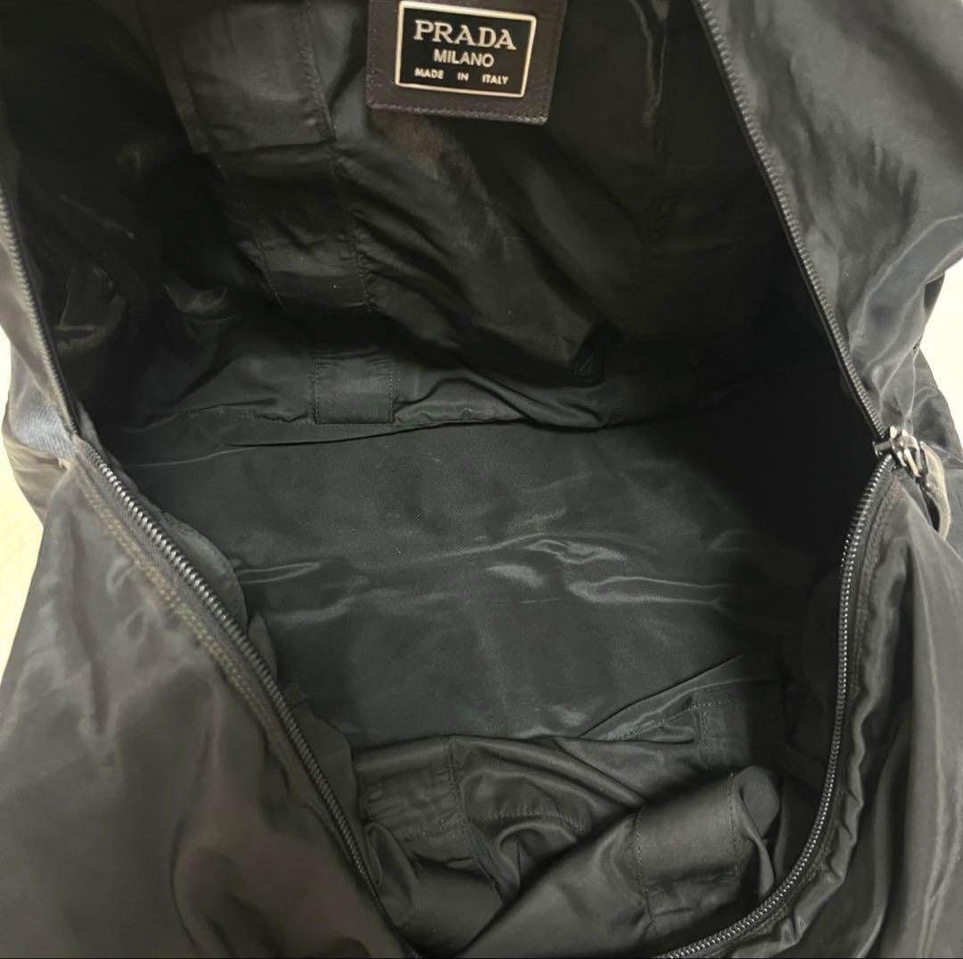 大容量 PRADA ボストンバッグ ブラック 三角ロゴ ナイロン　南京錠