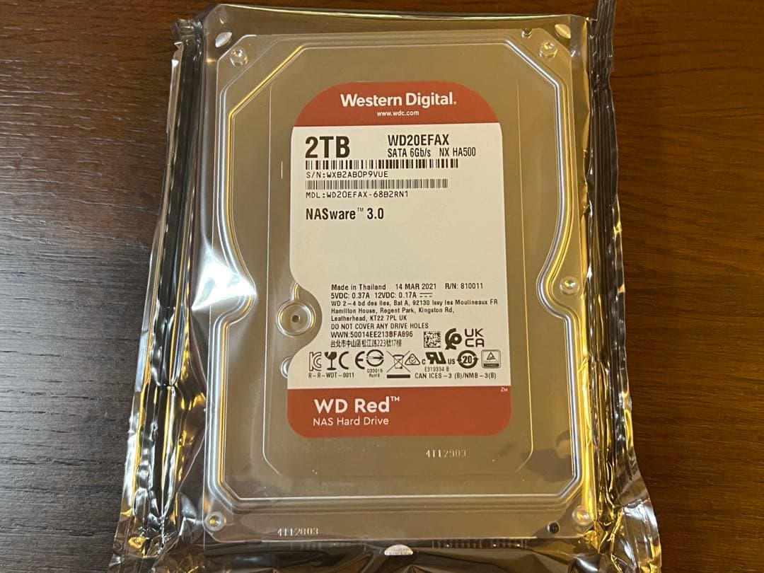 未開封新品　WD Red ハードディスクドライブ 2TB