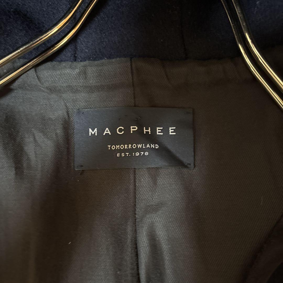 トゥモローランドマカフィー 定価3.9万 圧縮ウール フーデッドロングコート紺