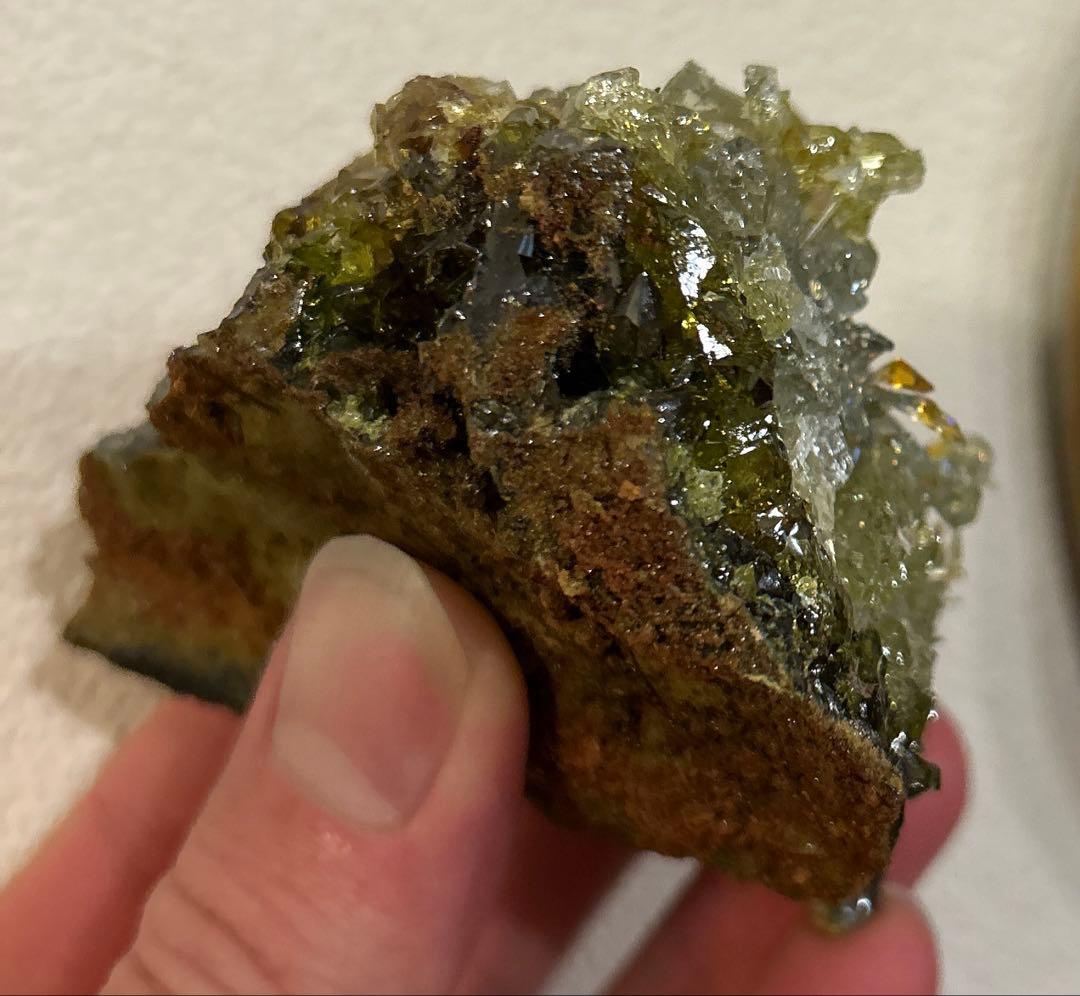 希少色 希少鉱物 ジンカイト 博物館クラス 黄緑色結晶