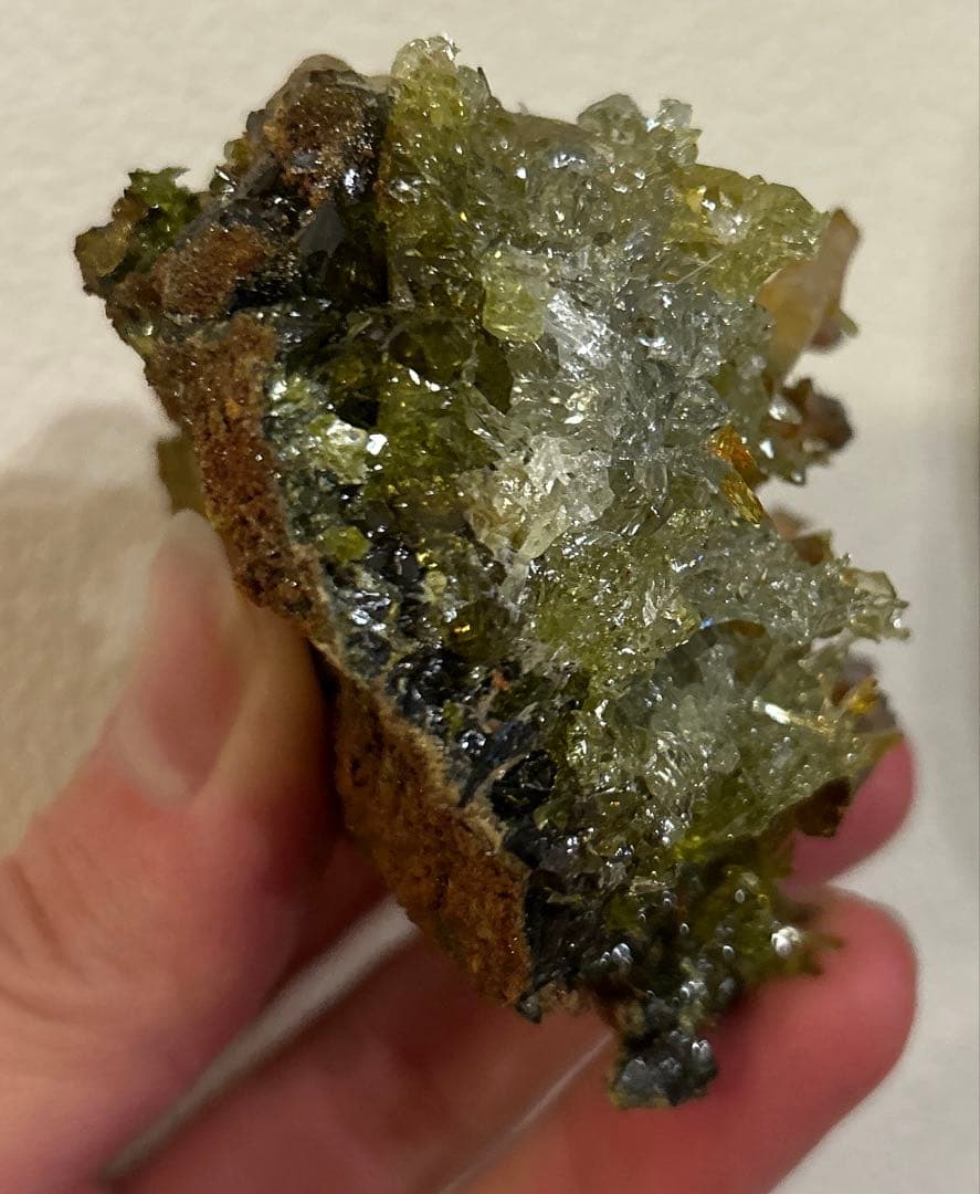 希少色 希少鉱物 ジンカイト 博物館クラス 黄緑色結晶