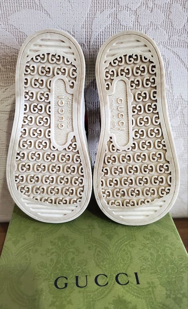 GUCCI CHILDREN ネイビーキャンバス テニス スニーカー 13.5