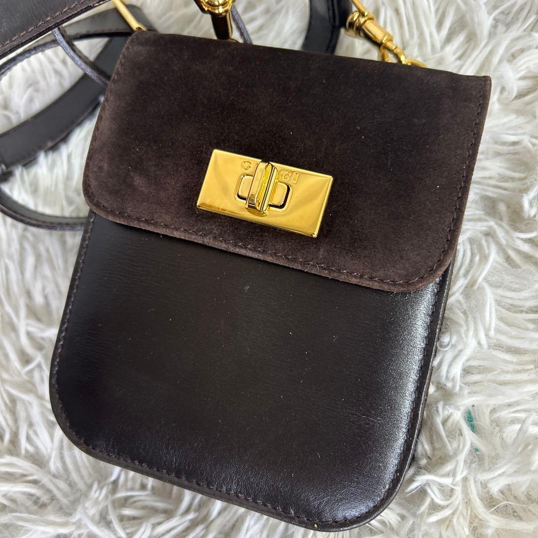 GUCCI ターンロック ウエストポーチ ウエストバッグ レザー スエード