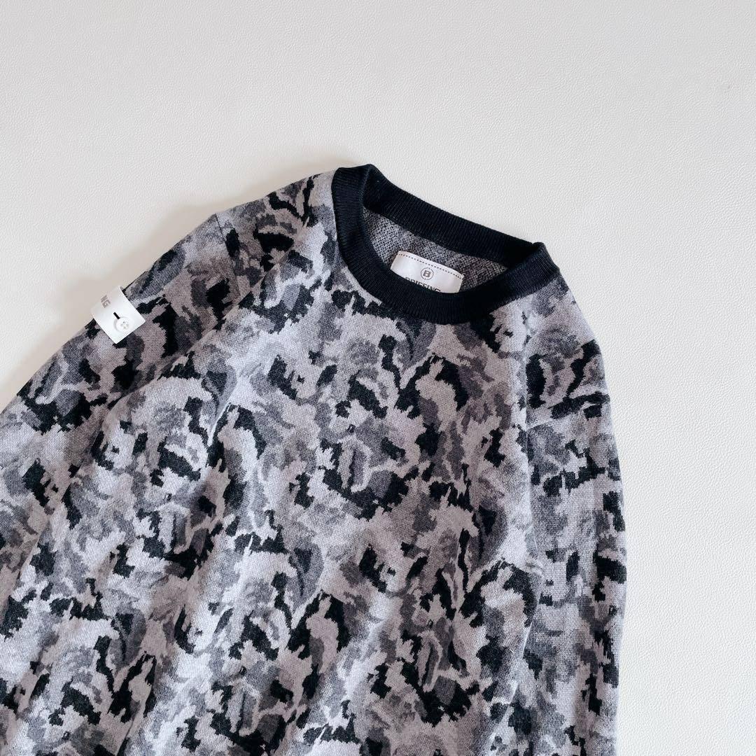ブリーフィングゴルフ 長袖ニットセーター S 総柄 グレー ブラック　23年