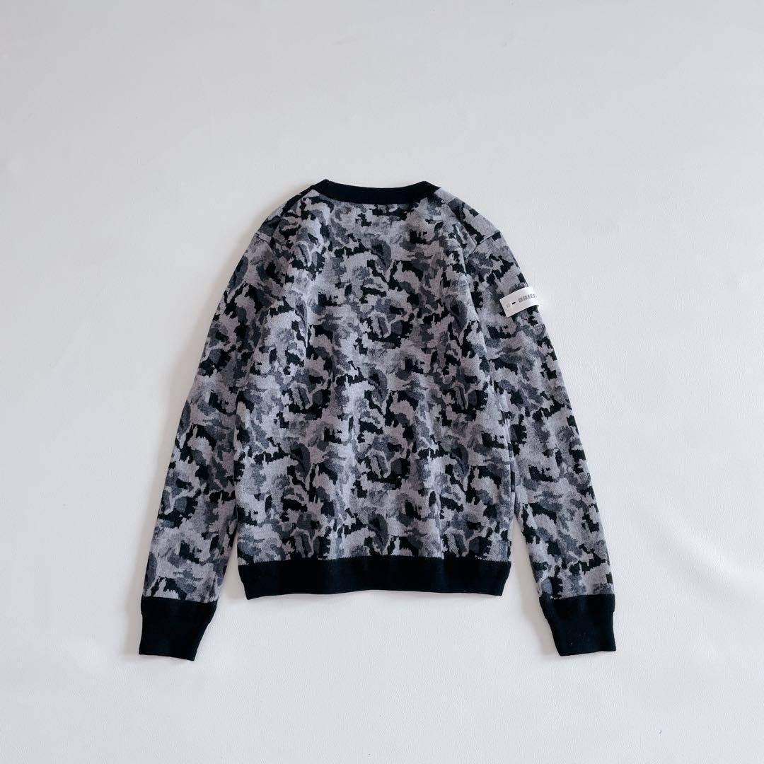 ブリーフィングゴルフ 長袖ニットセーター S 総柄 グレー ブラック　23年