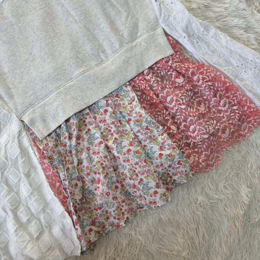 NOZOMI ISHIGURO スウェット　異素材切替　レイヤード　ワンピース