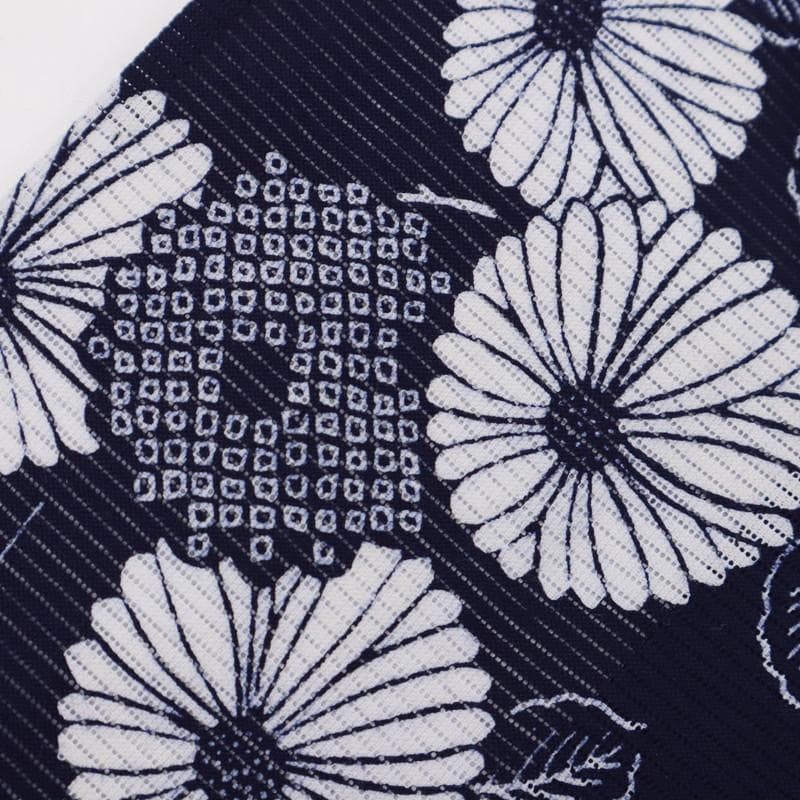 《たえ★長尺■綿絽◆夏着物■小紋■涼やか菊の花■濃紺◆US7-14》