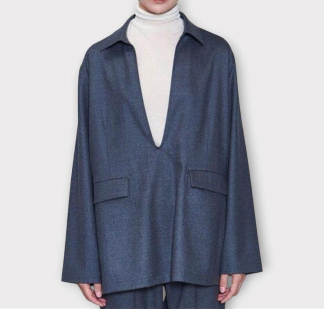 6(ROKU)Vネック チュニック ウール 日本製　サイズS ジャケット