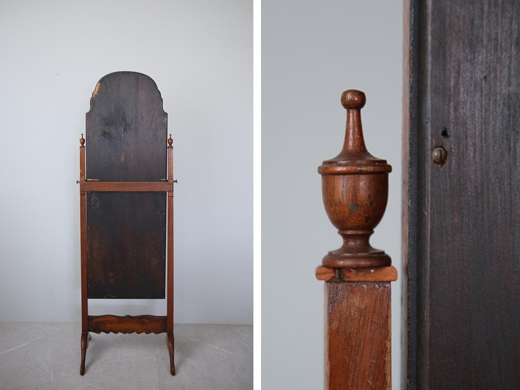 英国アンティーク古木シュバルミラー/スタンドミラー/木製立鏡/姿見(89-169