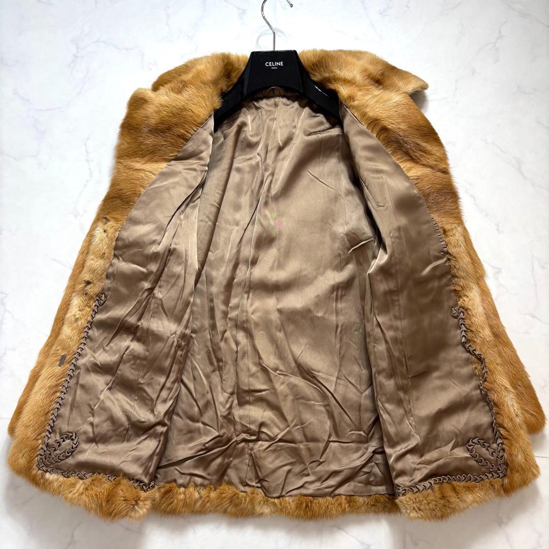 極美品✨本毛皮 リアルファーコート ミンク 最高級 キャメルブラウン L