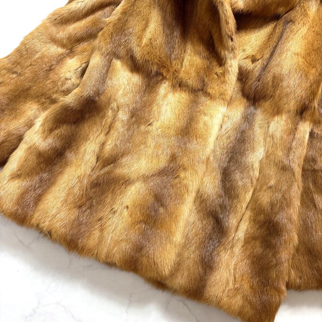 極美品✨本毛皮 リアルファーコート ミンク 最高級 キャメルブラウン L