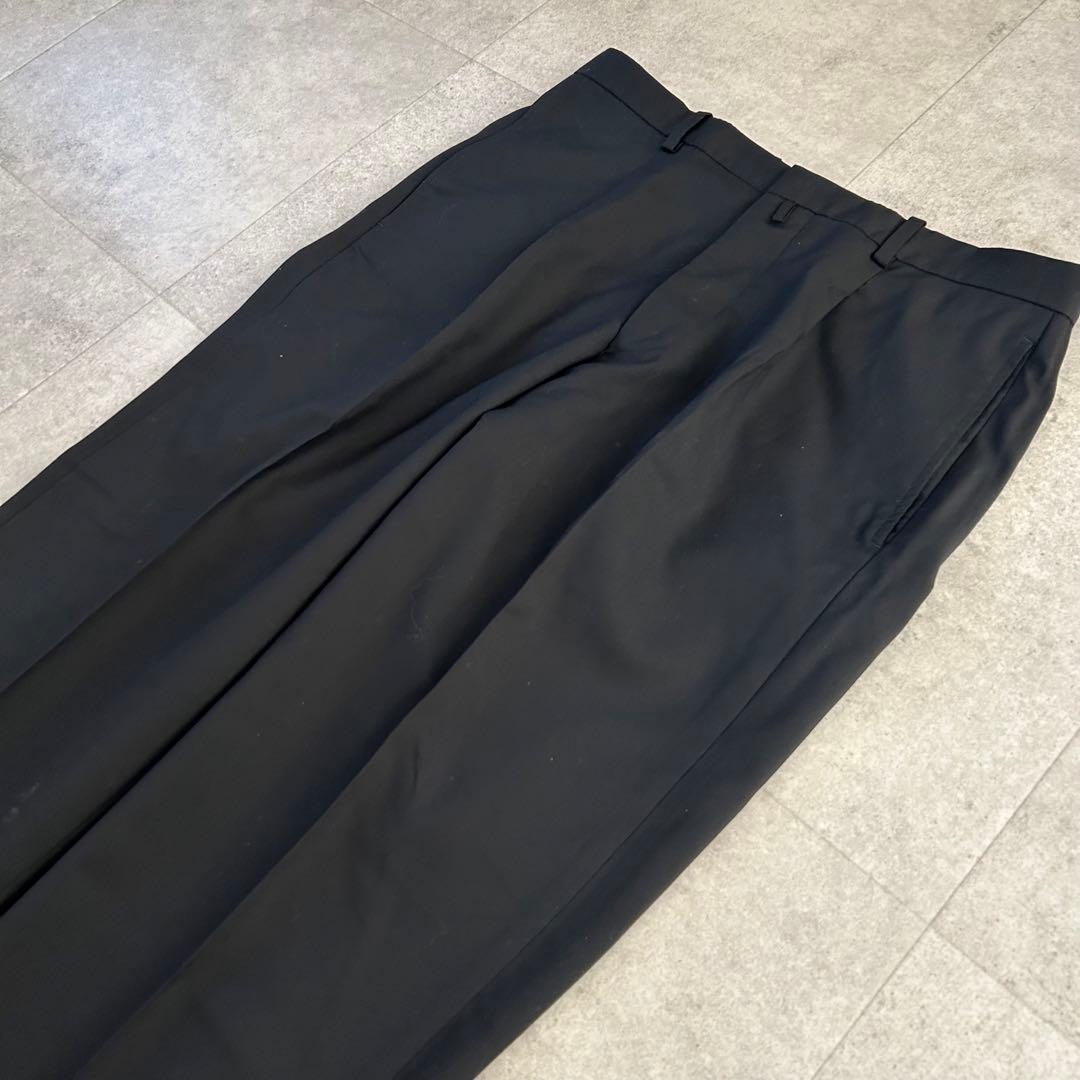 JIL SANDER センタープレススラックス 1タック ブラック サイズ46