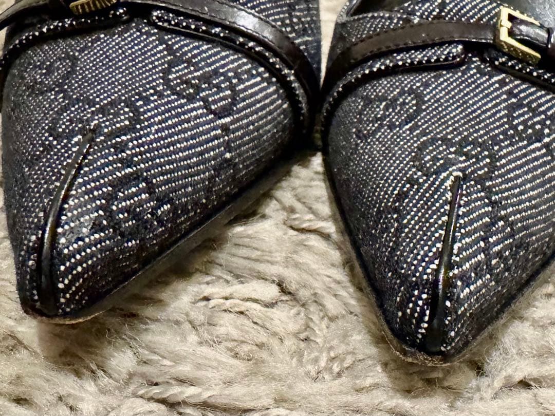 GUCCI グッチ　GGデニムミュール　ブラック　箱付　24〜24.5 美品