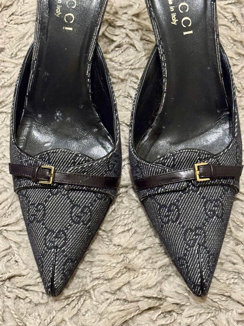 GUCCI グッチ　GGデニムミュール　ブラック　箱付　24〜24.5 美品