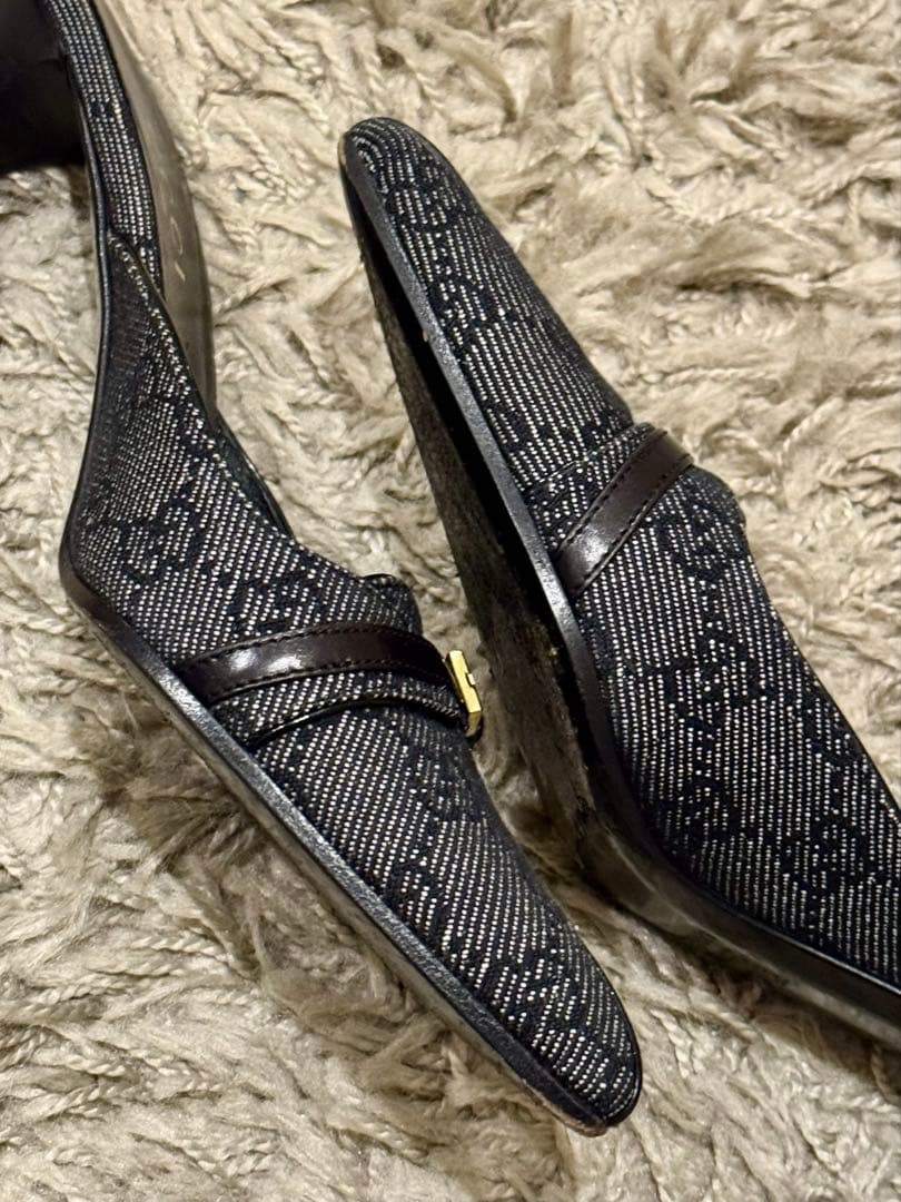 GUCCI グッチ　GGデニムミュール　ブラック　箱付　24〜24.5 美品