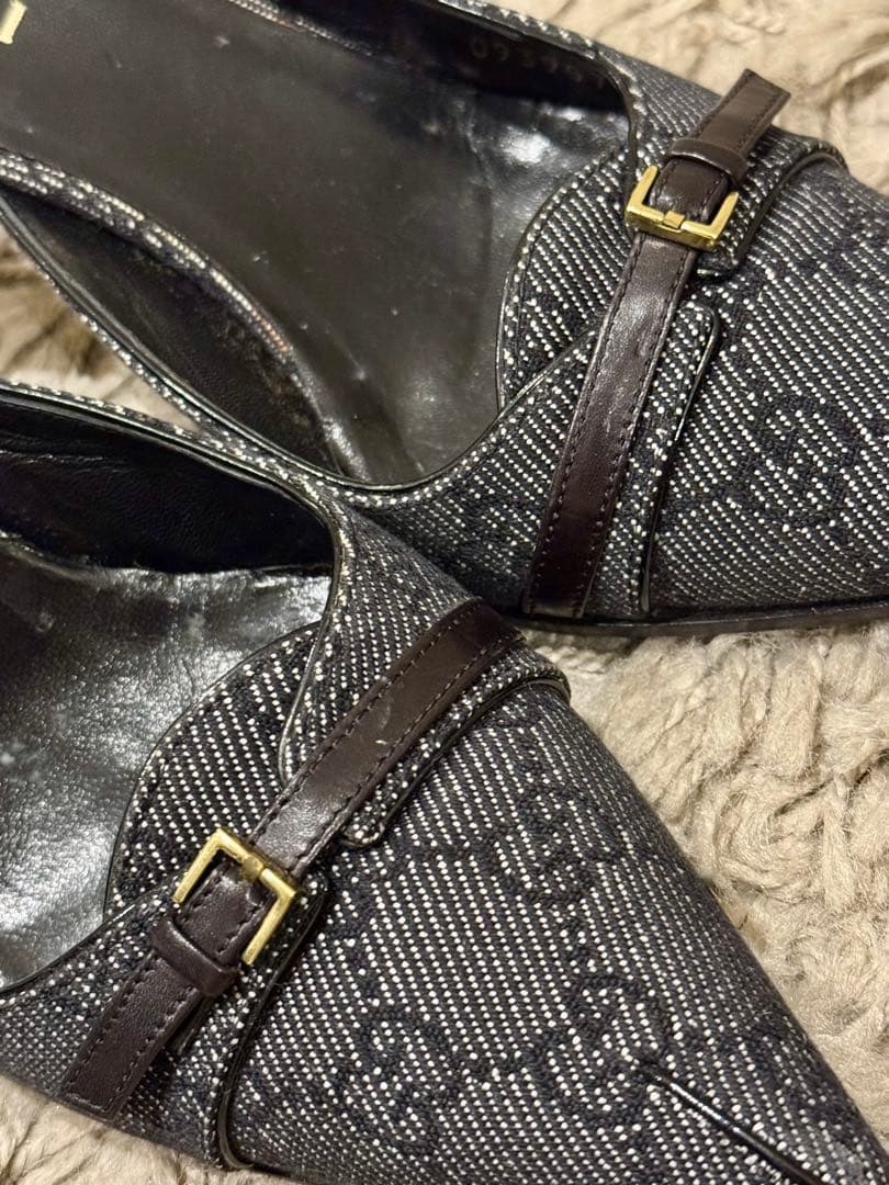 GUCCI グッチ　GGデニムミュール　ブラック　箱付　24〜24.5 美品