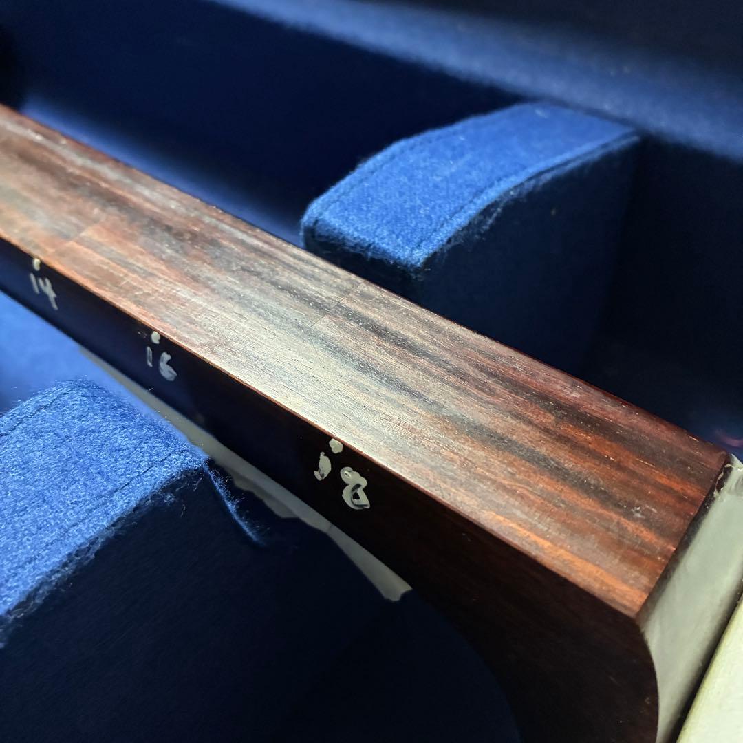 美品 即演奏可能 津軽三味線 紫檀 高級黒檀紅木巻き糸巻き 両面皮破れなし