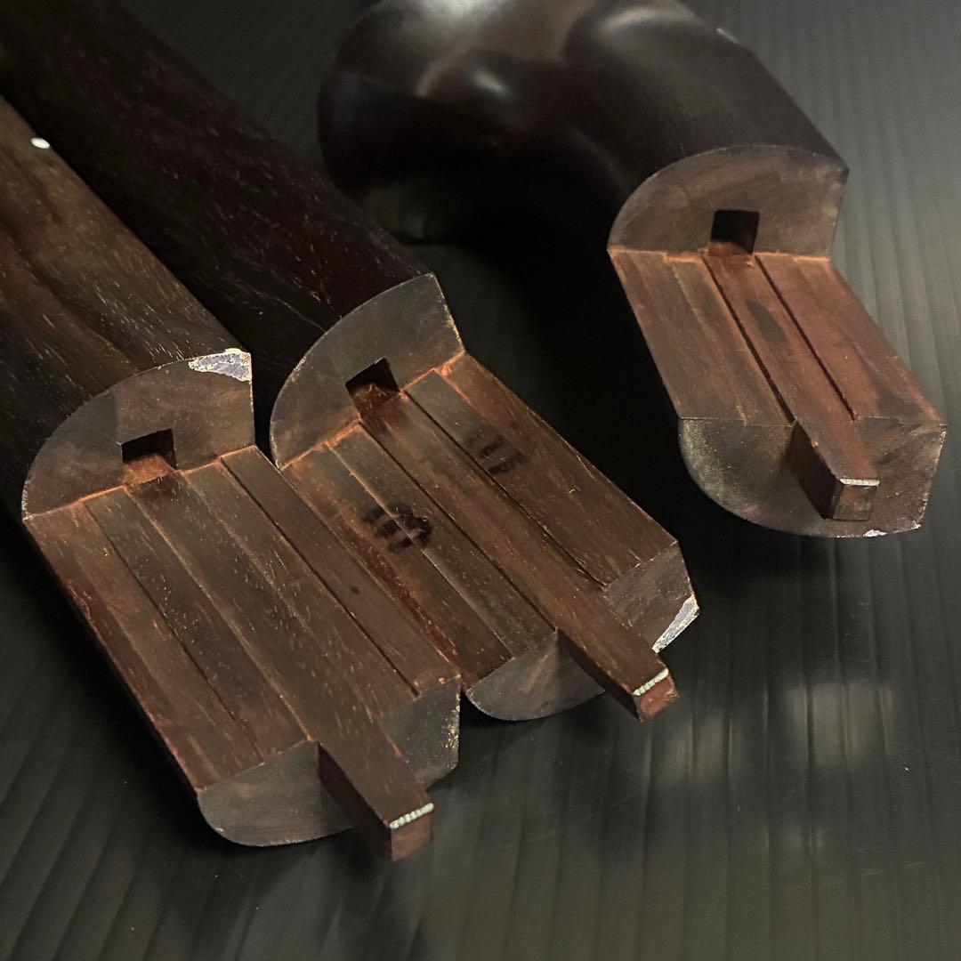 美品 即演奏可能 津軽三味線 紫檀 高級黒檀紅木巻き糸巻き 両面皮破れなし