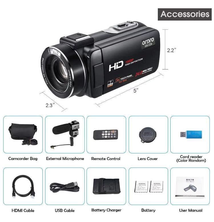 ORDRO Z20 フルHDビデオカメラ1080P 30FPS