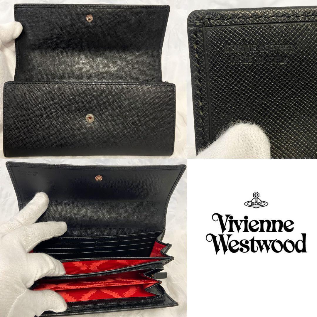 【美品】 Vivienne Westwood 長財布 黒 赤 ピンクゴールド
