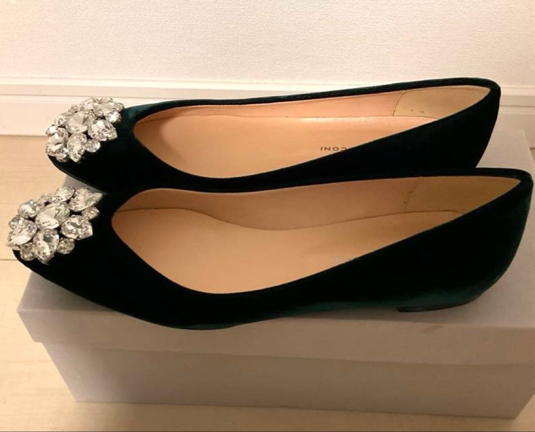 新品ファビオルスコーニFABIO RUSCONI ビジューフラットパンプス 37