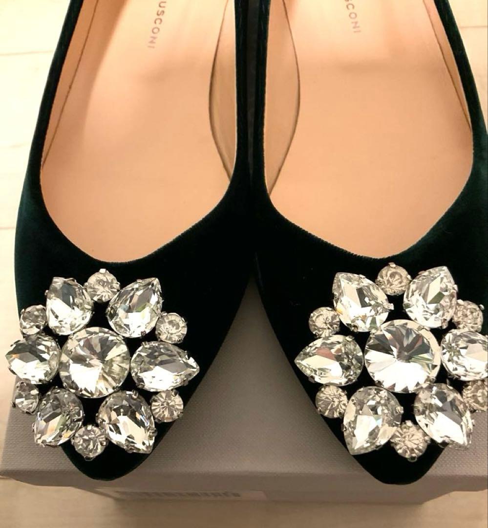 新品ファビオルスコーニFABIO RUSCONI ビジューフラットパンプス 37