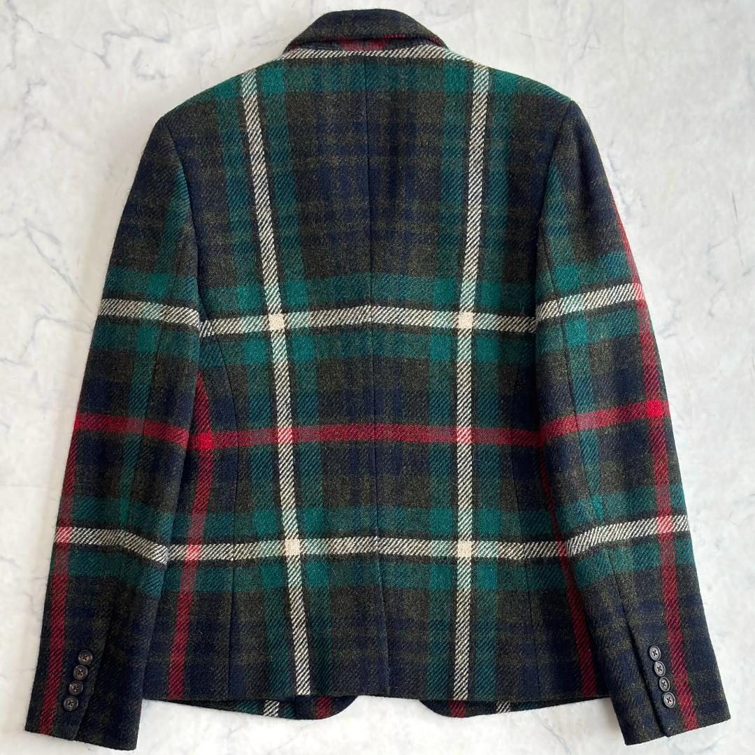 ラルフローレン テーラードジャケット アルパカウール チェック 緑赤 te3