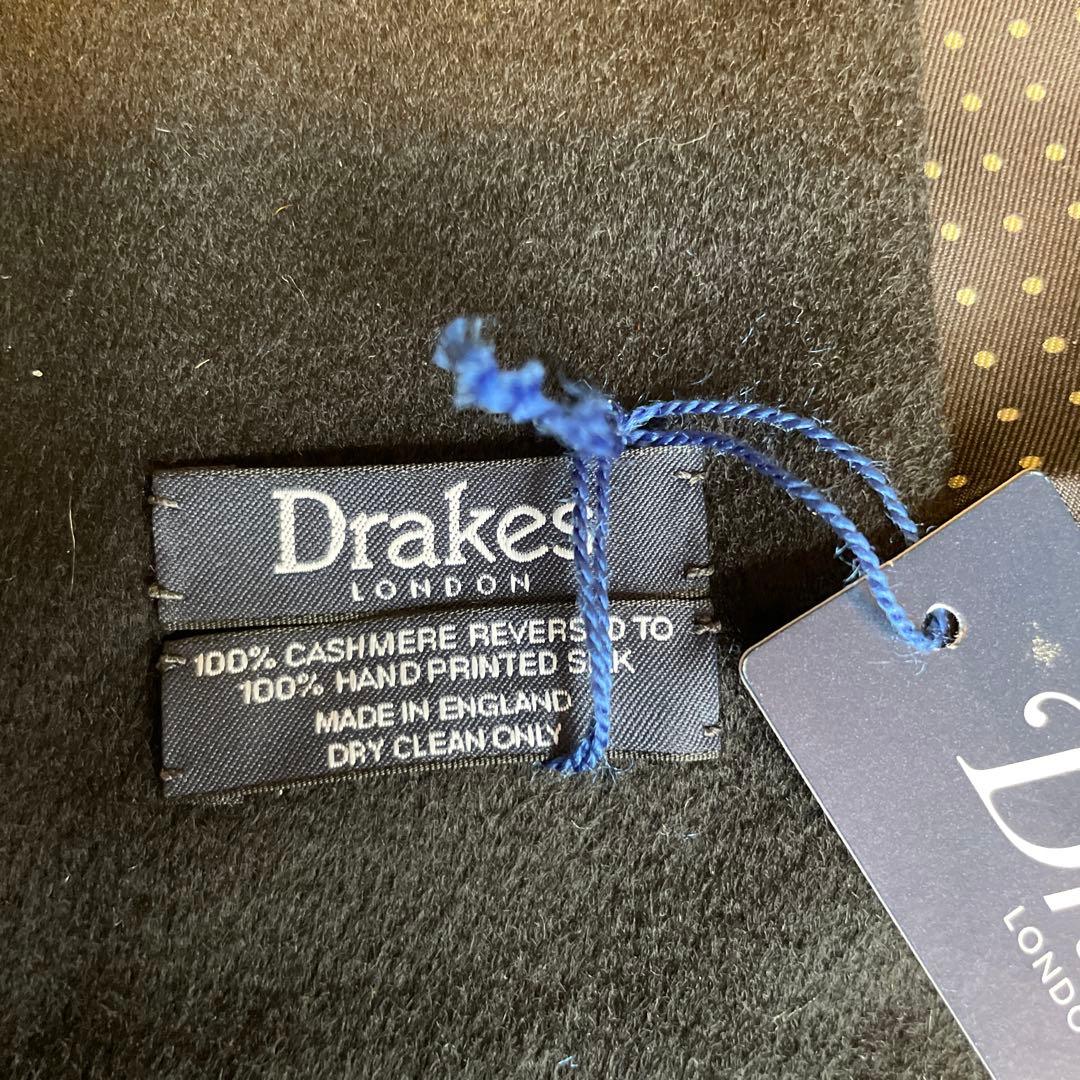 ①ドレイクス　ネイビー✖️水玉　マフラー　ストール　新品未使用　DRAKE'S