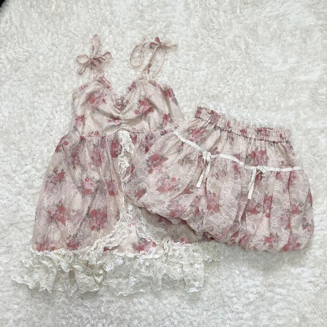 アクシーズファム ブーケレースキャミチュニック バルーンスカート セット