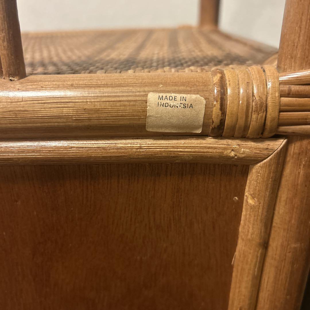 ラタン 籐家具 サイドボードチェスト 4段 ヴィンテージ ガラス扉