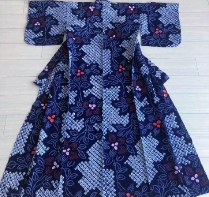 有松絞り　浴衣　身丈159cm