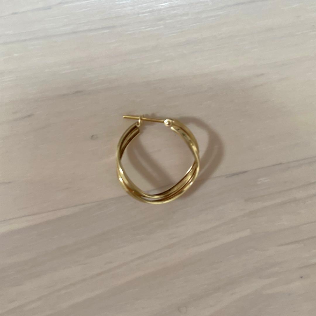 【片耳】　K18/K10 ヒネリツインフープピアスL(YG)