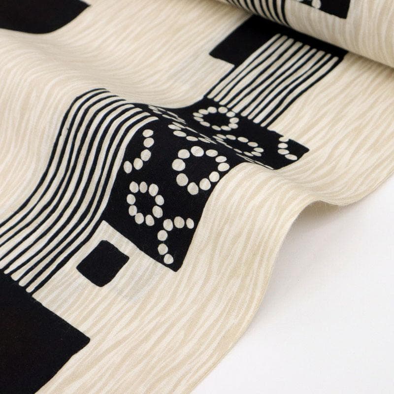 《浴衣反物『Kansai』山本寛斎◆寄せ柄四角のライン◆夏着物■反25-137》