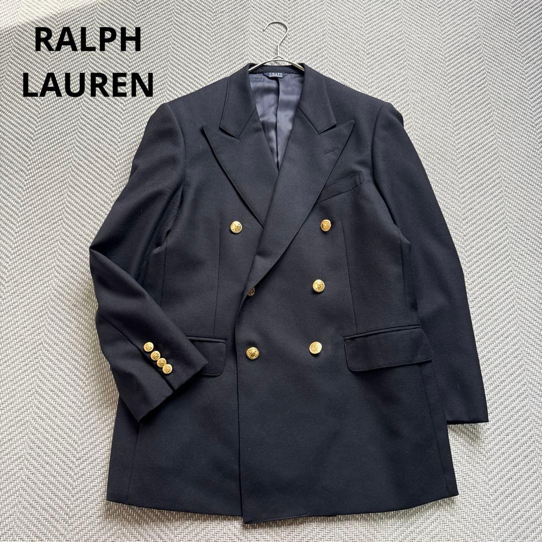 極美品 ラルフローレン CHAPS ダブルテーラードジャケット 金ボタン L