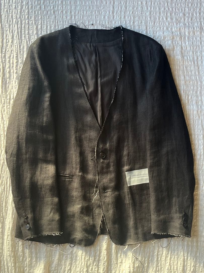 KUDOS 2020ss ノーカラーリネンジャケット　ラバーデザイン