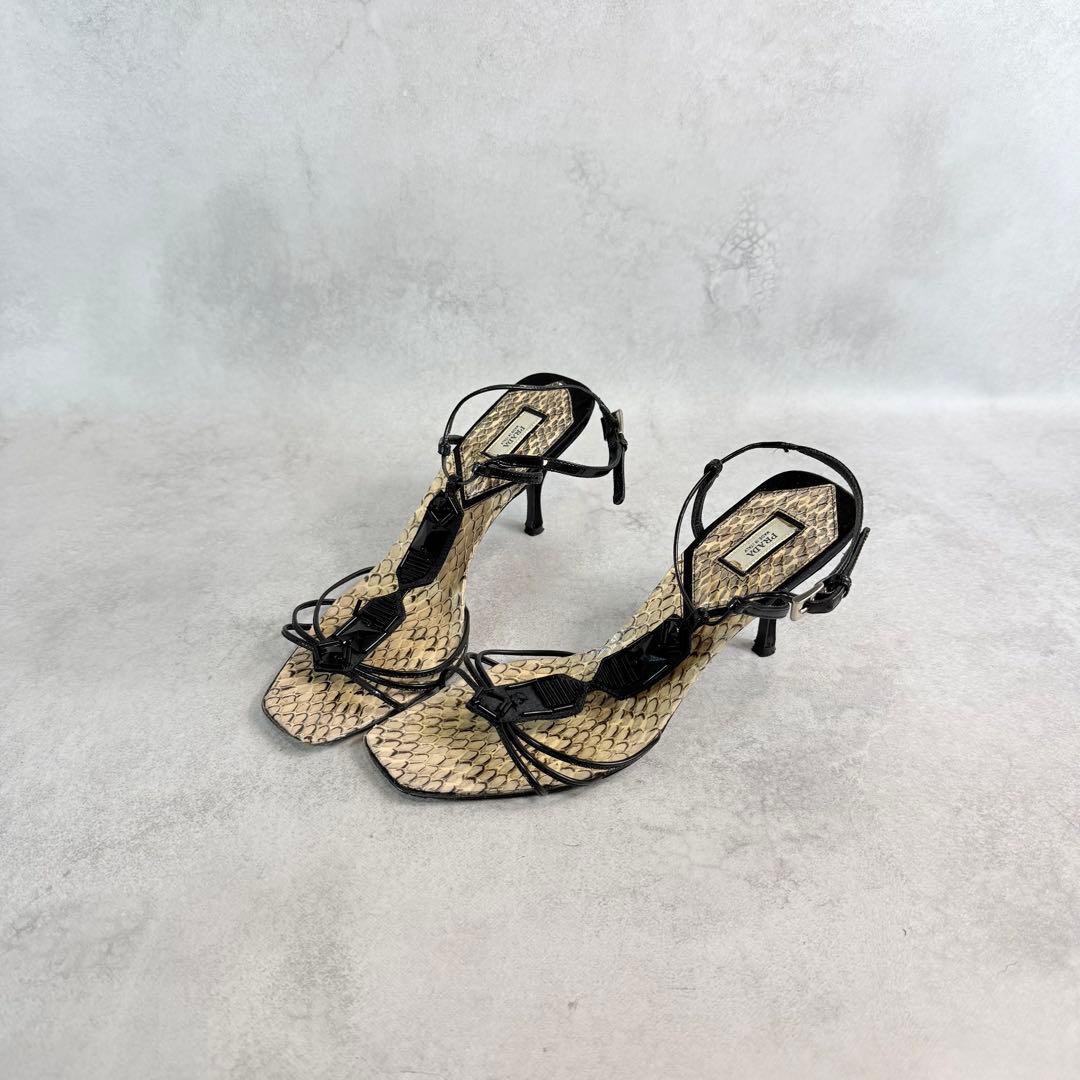靴 Prada Python T-Strap Sandals 37 1/2
