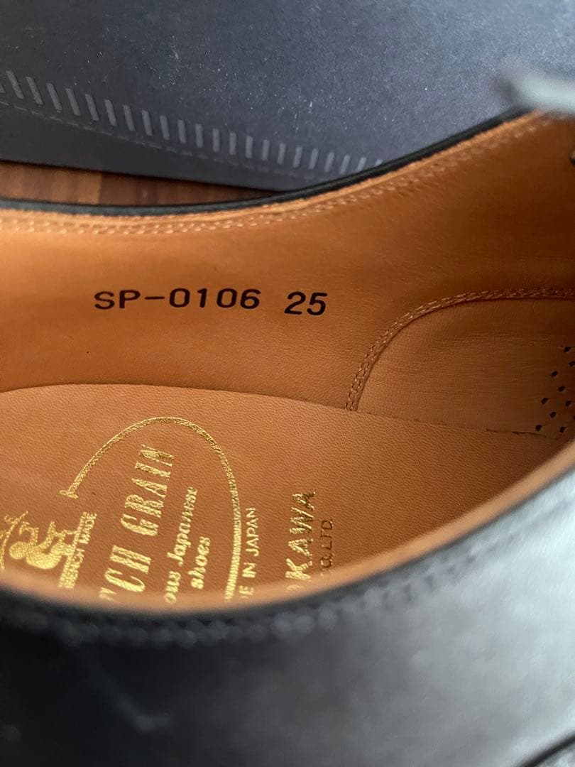 革靴　黒色　SCOTCH GRAIN 25cm ストレートチップ