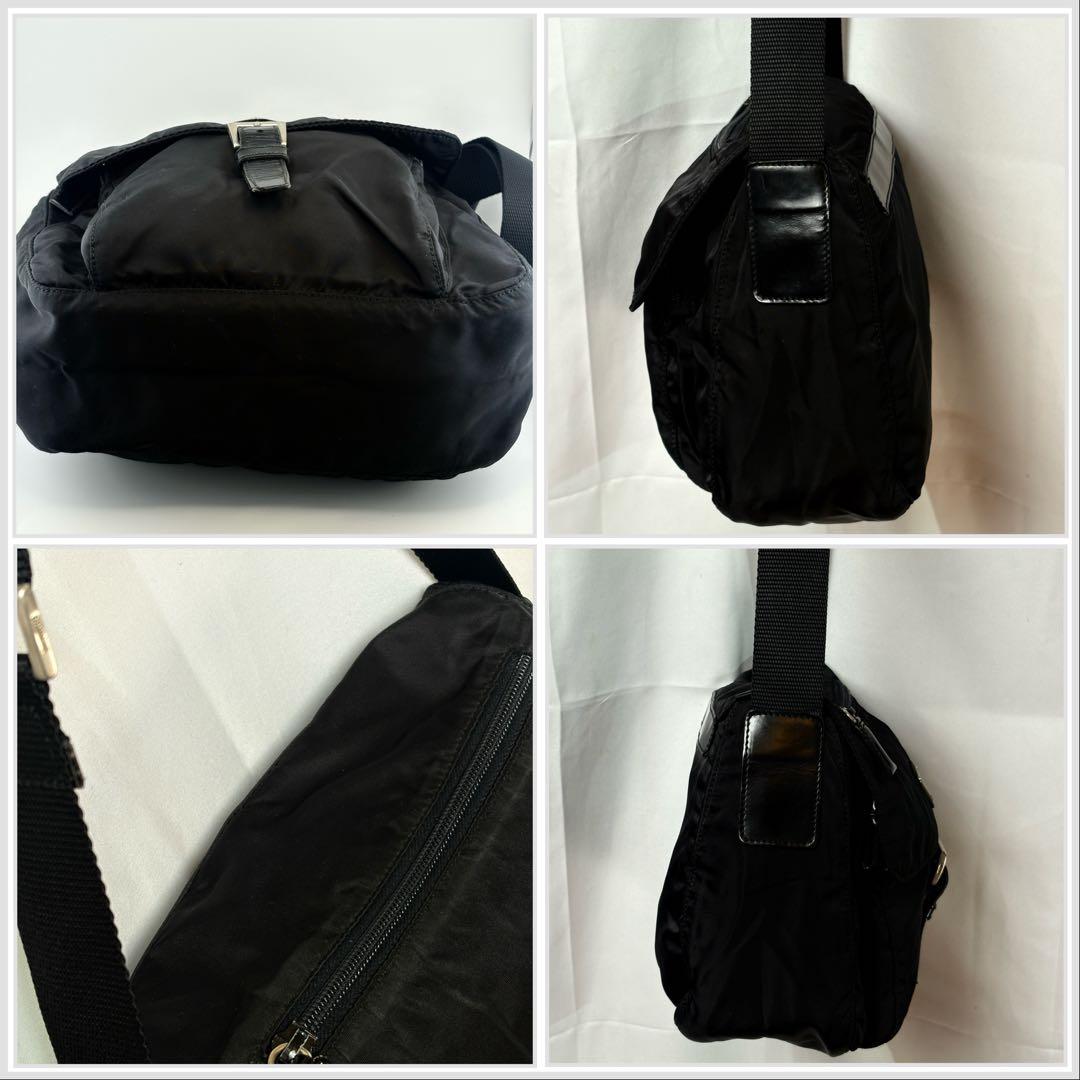 PRADAナイロン美品メッセンジャーバッグ三角ロゴブラック 斜めがけショルダー