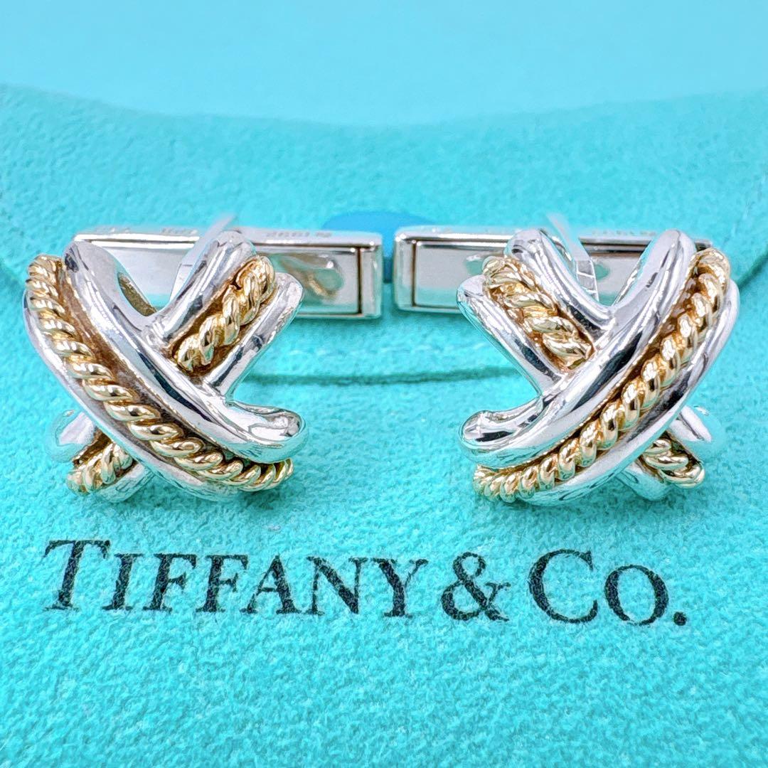オールドティファニー シグネチャー コンビ カフス シルバー925 k18
