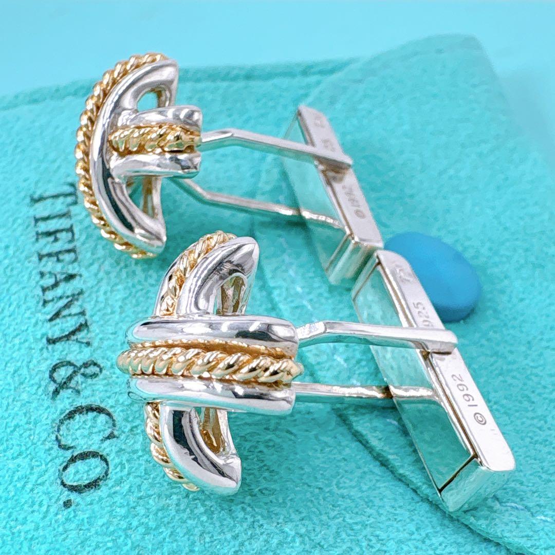 オールドティファニー シグネチャー コンビ カフス シルバー925 k18