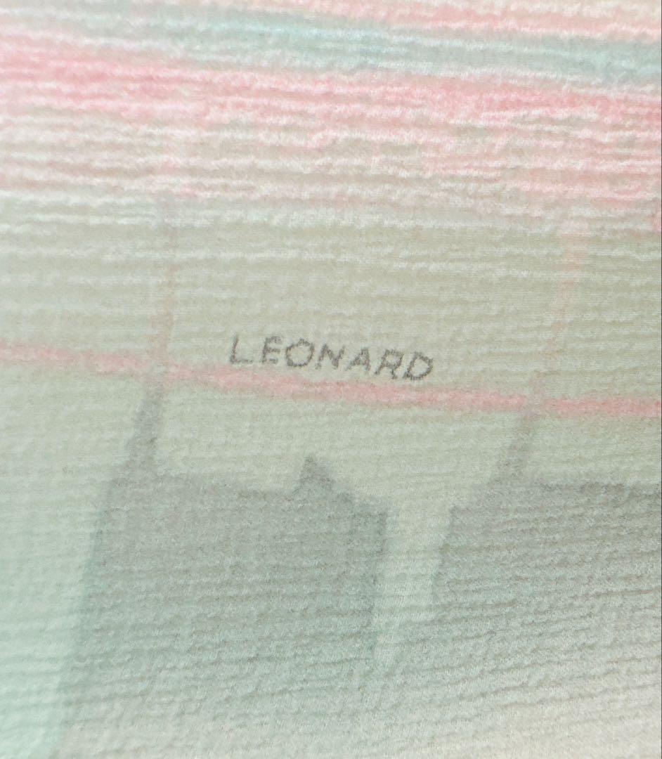 LEONARD レオナール　シルクシフォン　ロゴ入り　ノースリーブ　ワンピース