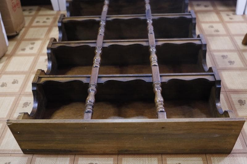 ◆ナチュラルウッドの オープンシェルフ 　飾り棚　4段　アンティークレトロ