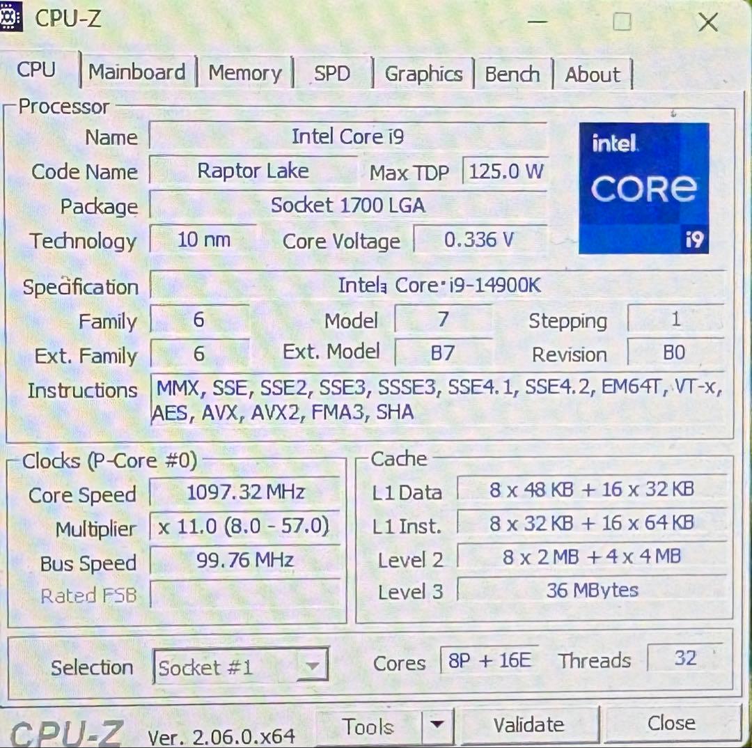 Intel Core i9-14900K CPU 動作品